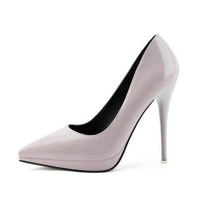 Lakknahast naiste kingad kõrge õhukese kontsaga teravatipuline mudel