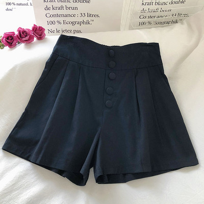 Къси панталони широк модел с копчета и висока талия