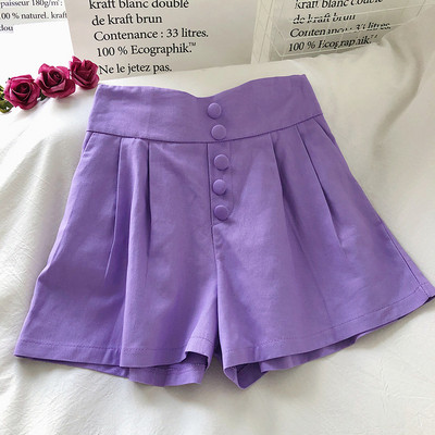 Къси панталони широк модел с копчета и висока талия