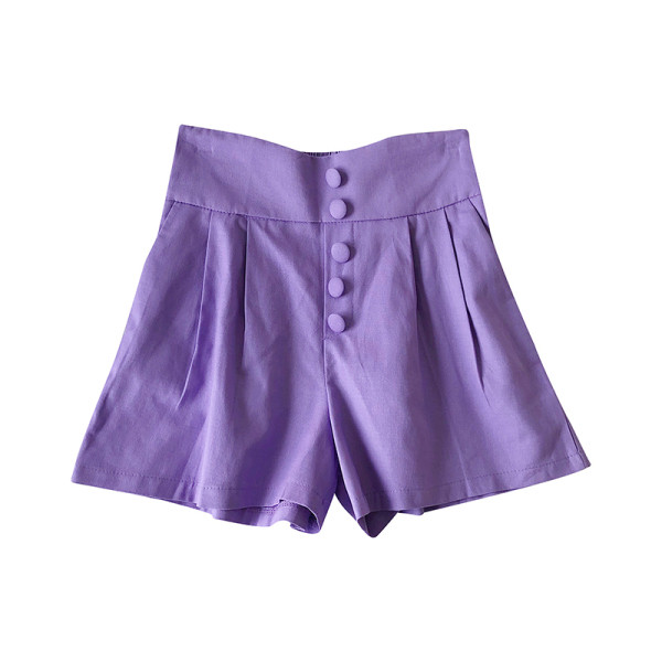 Къси панталони широк модел с копчета и висока талия