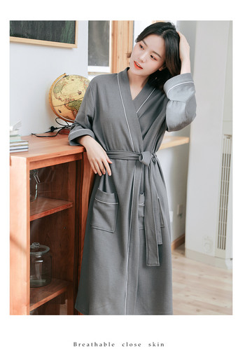 Домашен дамски халат с дълъг ръкав 