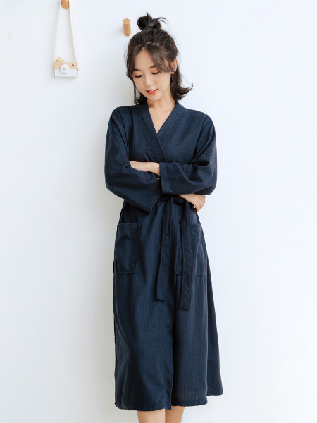 Halat de baie de dama de casa cu curea si buzunar