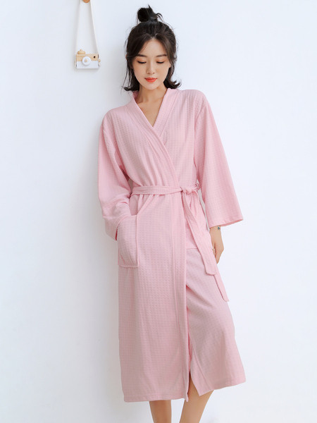 Halat de baie de dama de casa cu curea si buzunar