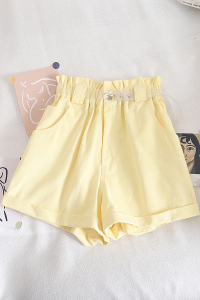 Pantaloni scurți casual cu curea și buzunare