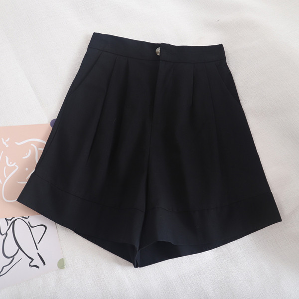 Pantaloni scurți casual model larg cu talie înaltă