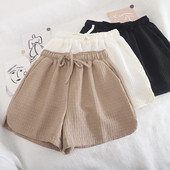 Къси дамски панталони с връзки и еластична талия