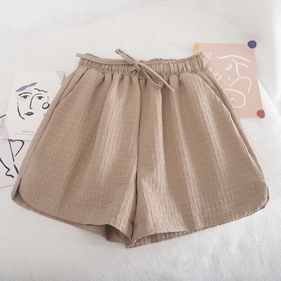 Къси дамски панталони с връзки и еластична талия