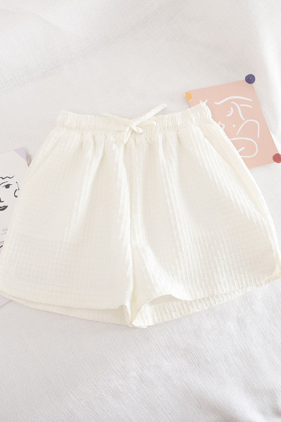 Къси дамски панталони с връзки и еластична талия