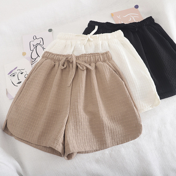 Къси дамски панталони с връзки и еластична талия