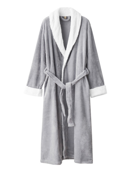 Плюшен дамски халат с колан 