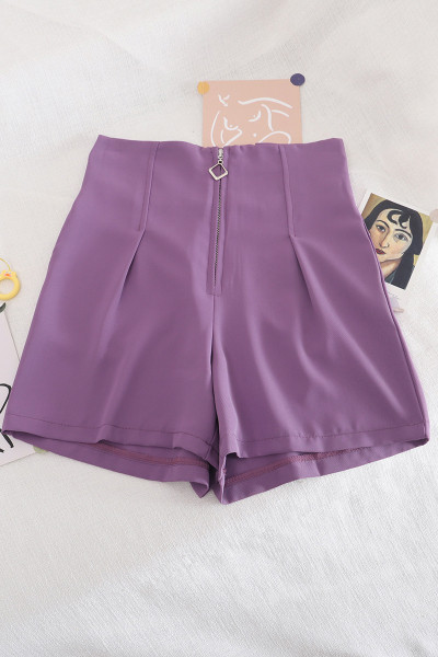 Модерни дамски панталони с цип и висока талия