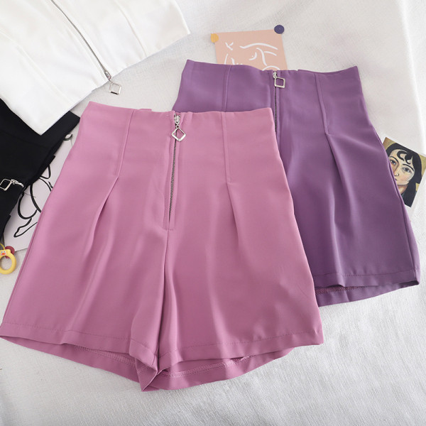 Модерни дамски панталони с цип и висока талия