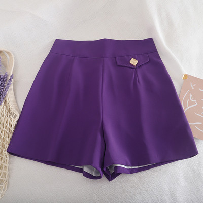 Pantaloni largi de dama cu talie inalta si fermoar