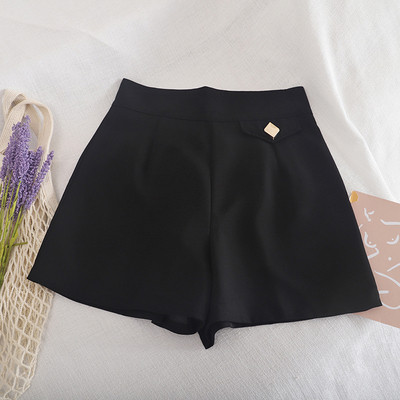 Pantaloni largi de dama cu talie inalta si fermoar