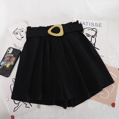 Pantaloni largi de dama cu centura si talie inalta