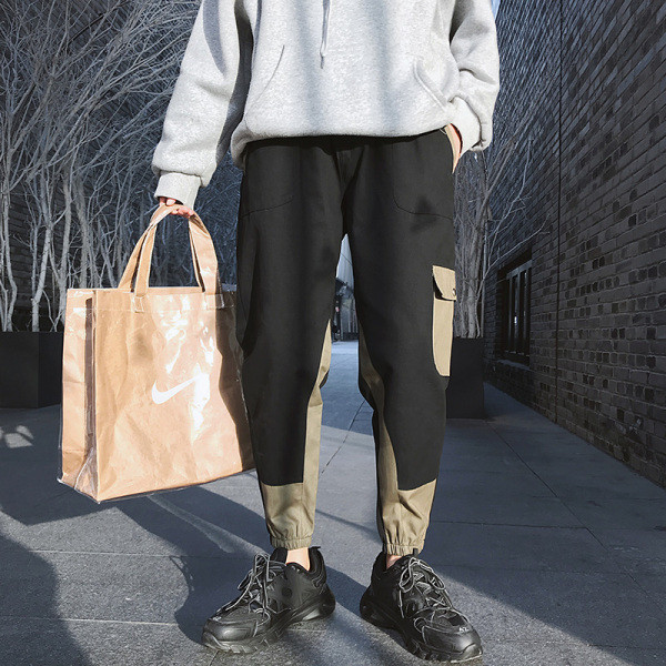 Pantaloni sport barbati cu talie elastica si buzunare