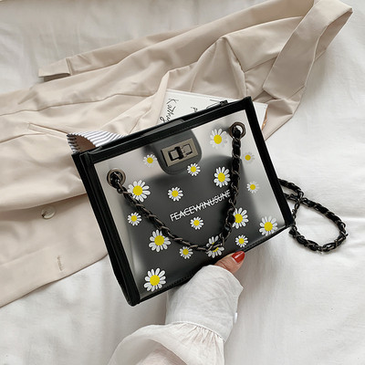 Geanta de dama de zi cu zi transparenta cu flori