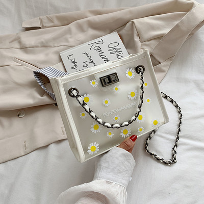 Geanta de dama de zi cu zi transparenta cu flori