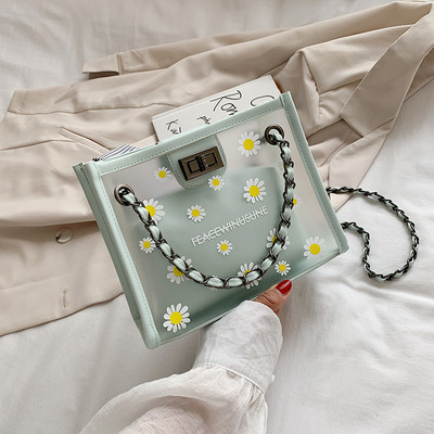 Geanta de dama de zi cu zi transparenta cu flori