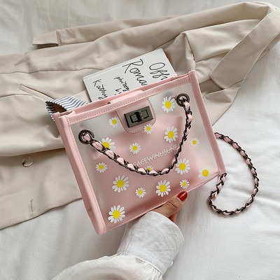 Geanta de dama de zi cu zi transparenta cu flori