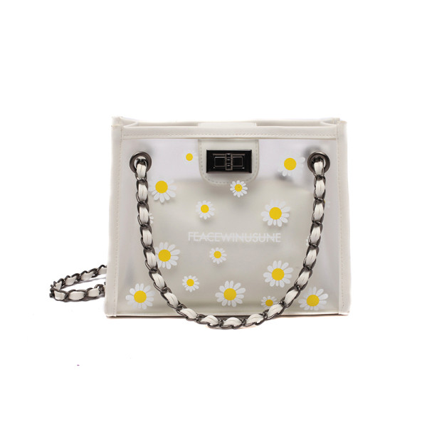 Geanta de dama de zi cu zi transparenta cu flori