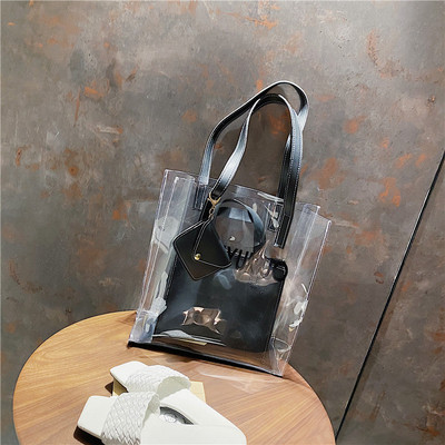 Geanta de dama transparenta cu inscriptie