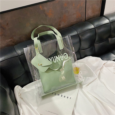 Geanta de dama transparenta cu inscriptie