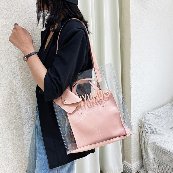 Geanta de dama transparenta cu inscriptie