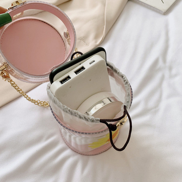 Geanta de dama transparenta cu maner lung si aplicatie