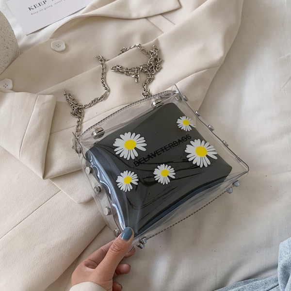 Caurspīdīga sieviešu soma ar aplikāciju