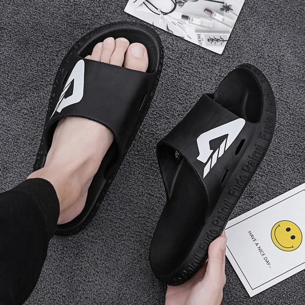 Papuci casual barbati cu talpa plata si aplicatie