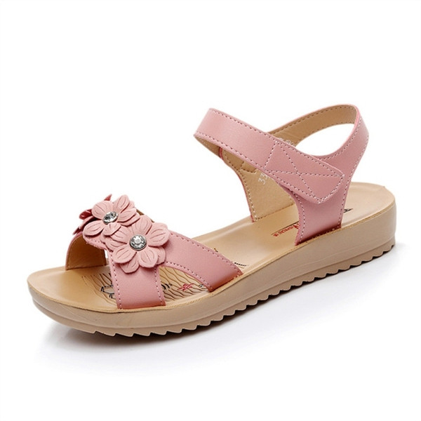 Sandale pentru copii pentru fete cu talpă confortabilă din imitație de piele și închidere cu velcro