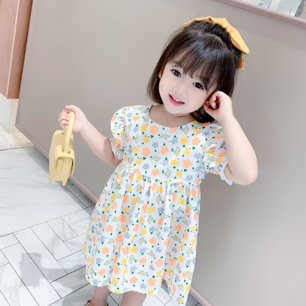 Rochie pentru copii cu imprimeu floral si spatele gol