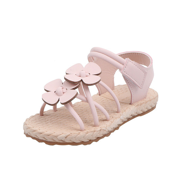 Mūsdienīgas bērnu sandales meitenēm ar plānām lencītēm un 3D ziediem