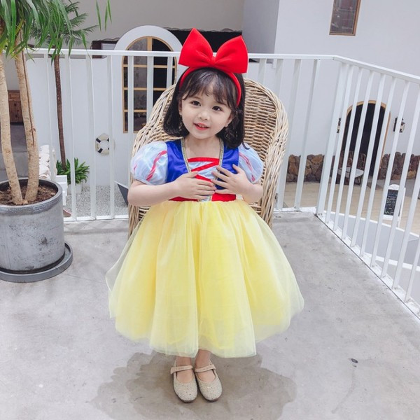 Rochie copii cu tul si maneci scurte + tiara cu panglica