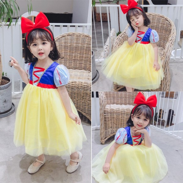 Rochie copii cu tul si maneci scurte + tiara cu panglica