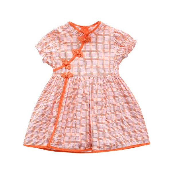 Rochie pentru copii cu maneci scurte si trandafiri 3D