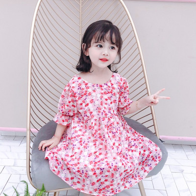 Rochie pentru copii cu maneci scurte si imprimeu floral