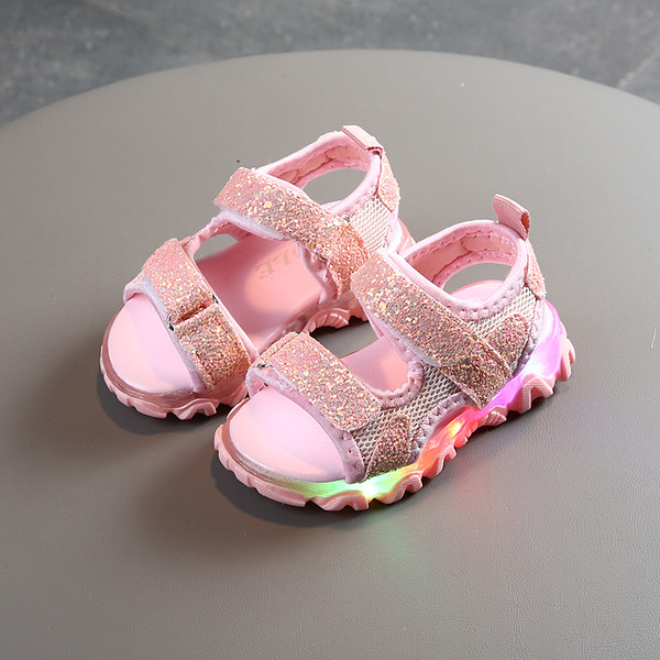 Sandale pentru copii luminoase pentru fete cu efect strălucitor