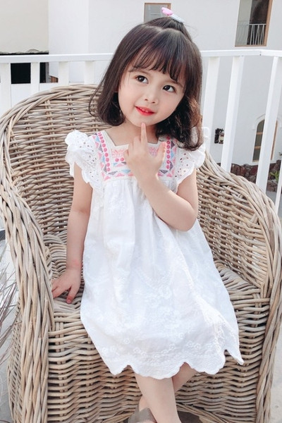 Rochie casual pentru fete cu broderie