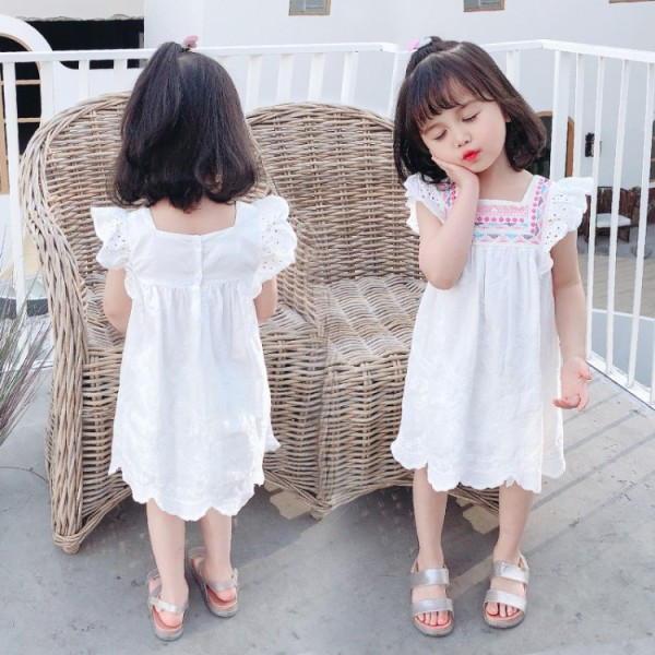 Rochie casual pentru fete cu broderie