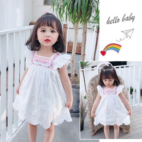 Rochie casual pentru fete cu broderie