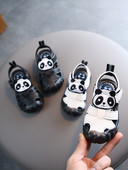 Sandale casual pentru copii din piele ecologica cu decor 3D in forma de panda