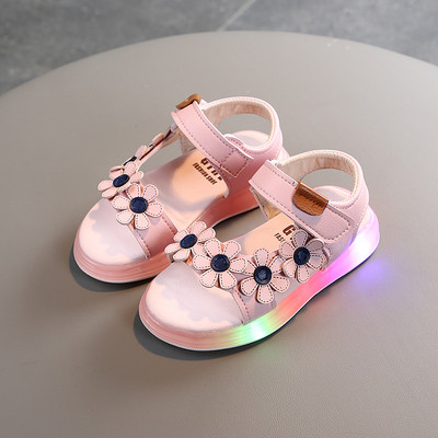 Sandale pentru copii luminoase pentru fete cu flori