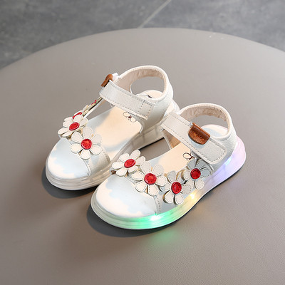 Sandale pentru copii luminoase pentru fete cu flori
