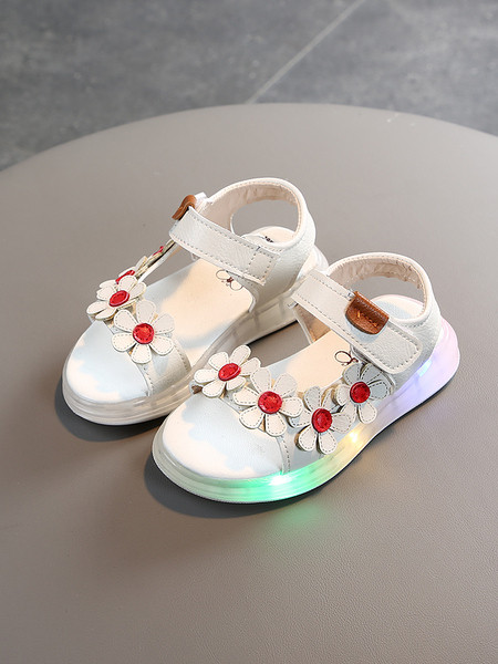 Gaismas bērnu sandales meitenēm ar ziediem
