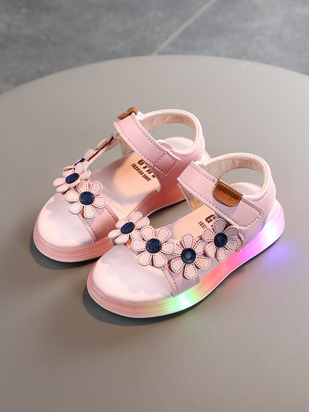 Gaismas bērnu sandales meitenēm ar ziediem