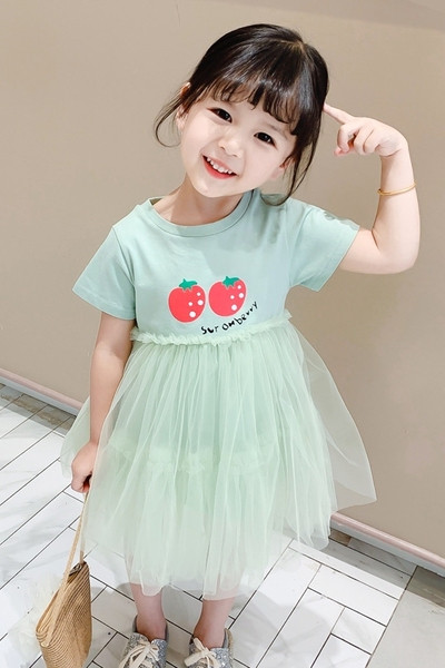 Rochie pentru copii cu imprimeu si tul