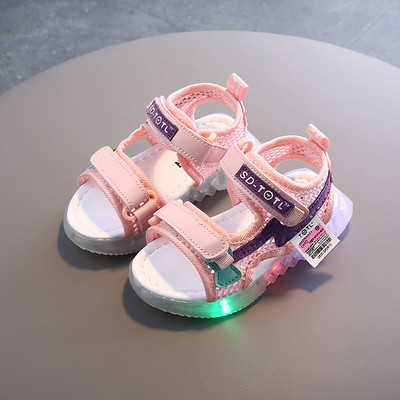 Sandale casual pentru copii pentru fete cu talpa luminoasa si autocolante