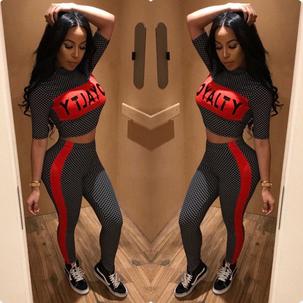 Set de bluză sport-casual de damă cu mâneci 3/4 și jambiere